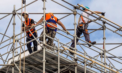 Travailler L'équipement Hauteur Travailleur Construction Portant